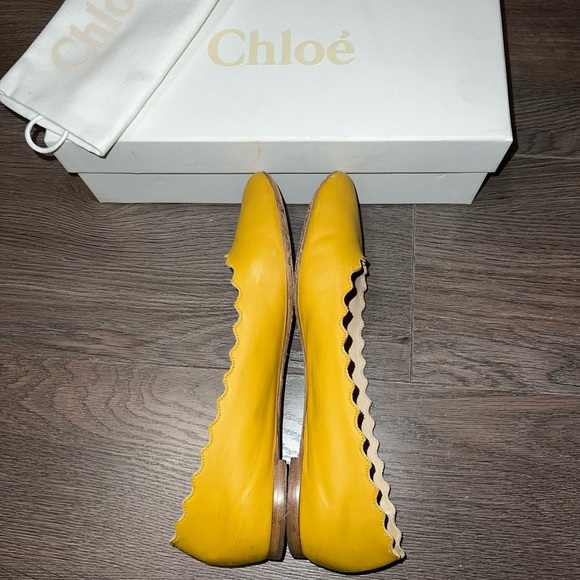 Chloe Scallop Lauren Ballerina Edge Nappa Leather Flats size 38.5 - Picture 2 of 8
